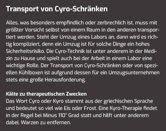 Cyro-Technik im Raum  Oberboihingen